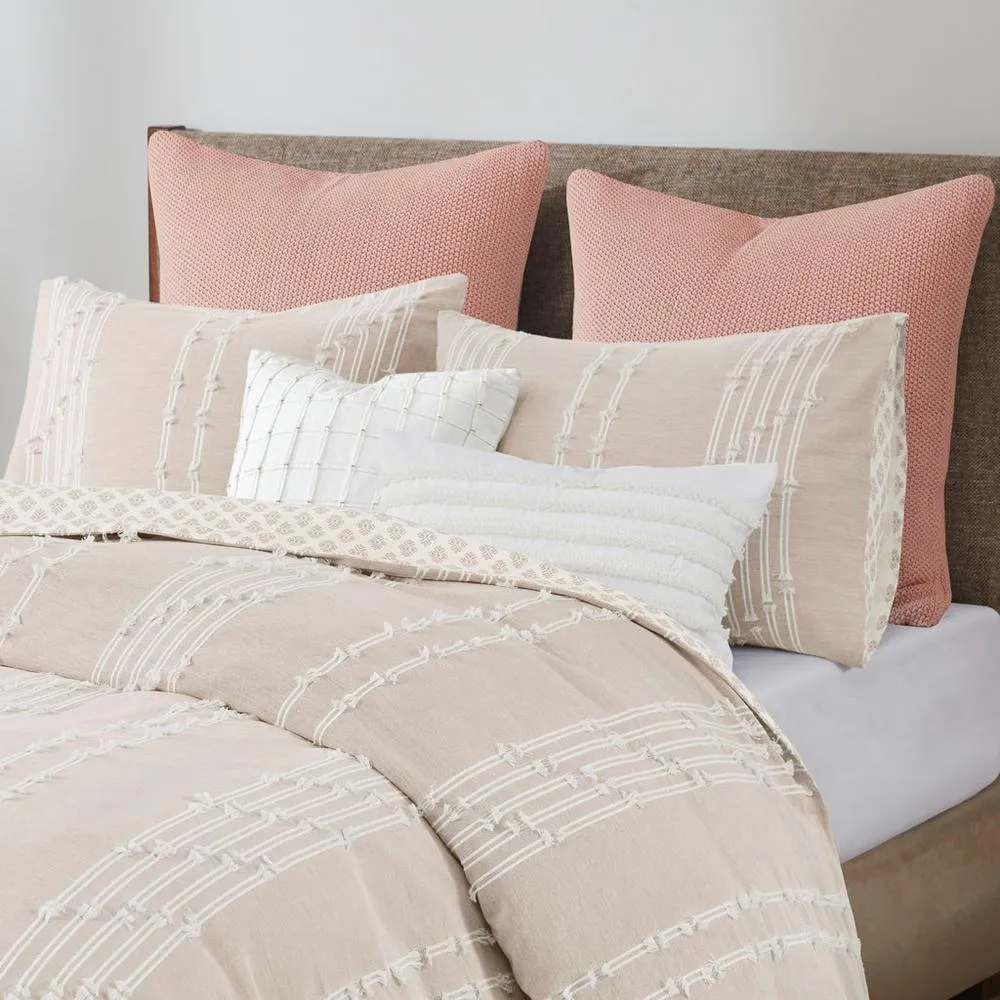 100% Cotton Pink Large Jacquard Duvet Cover Set