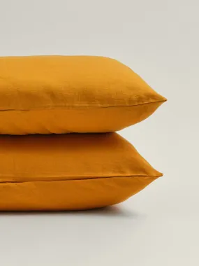 100% Linen Pillowcase Set (of two) in Tumeric