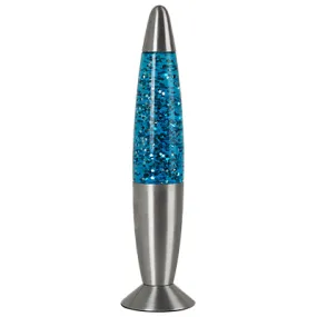 13 Glitter Lamp Silver Metal Cap & Base Blue Water