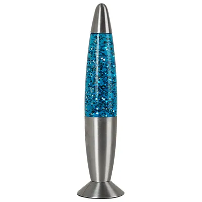 13 Glitter Lamp Silver Metal Cap & Base Blue Water