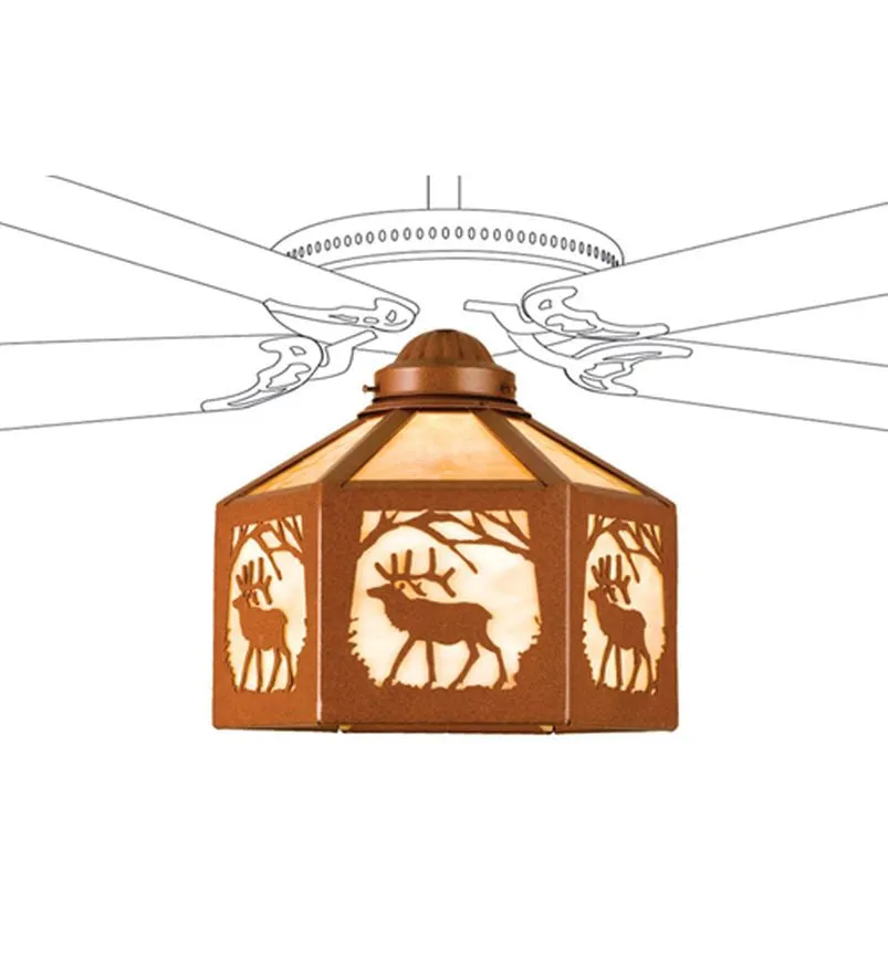 13"W Lone Elk Wildlife Fan Light Shade