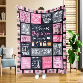 1pc Cozy Flannel Dog Mom Gift Blanket - Soft Fleece Throw for Women Dog Lovers - Funny Humorous Present for Dog Moms - Best Unique Gift Idea for Dog Owners - Perfect for Snuggling Up with Furry Friends