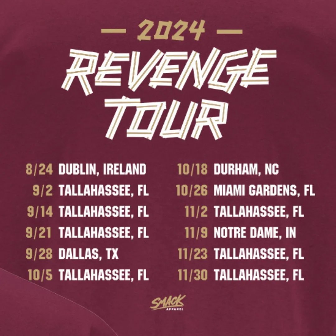 2024 Revenge Tour T-Shirt for FL State College Fans (SM-5XL)