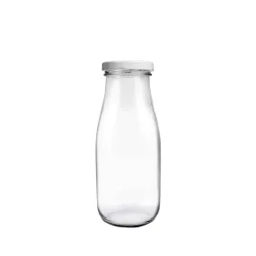 250mL Vintage Milk Glass Bottle With Metal Cap