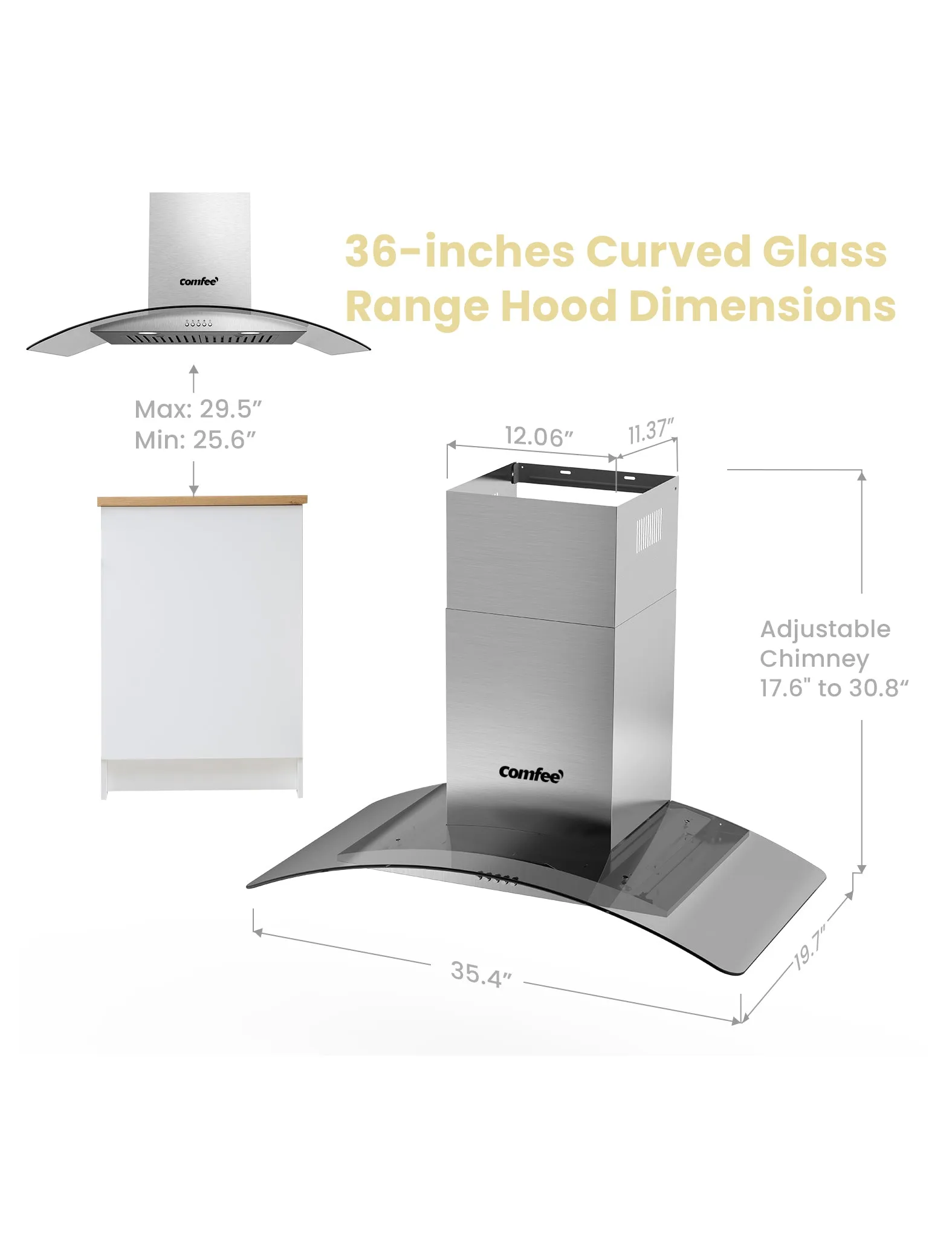 36" Curved Glass Range Hood