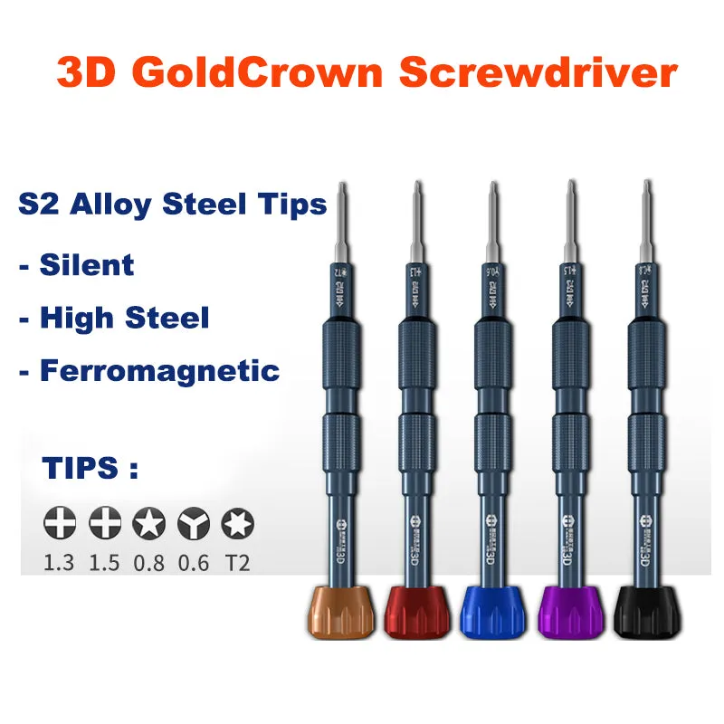 3D Goldcrown Screwdriver Set S2 Alloy Steel Bits Profession Repair Tool Kit