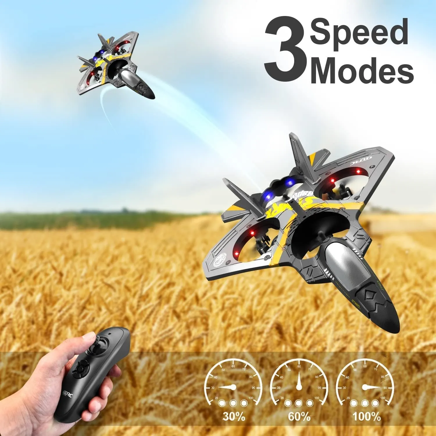 4DRC V17 Remote Control Plane RC Airplanes 2.4GHz 6CH EPP RC Plane 4 Motor RC Aircraft Toys for Adult Kids with Function Gravity Sensing Stunt Roll Cool Light RC Planes Airplanes