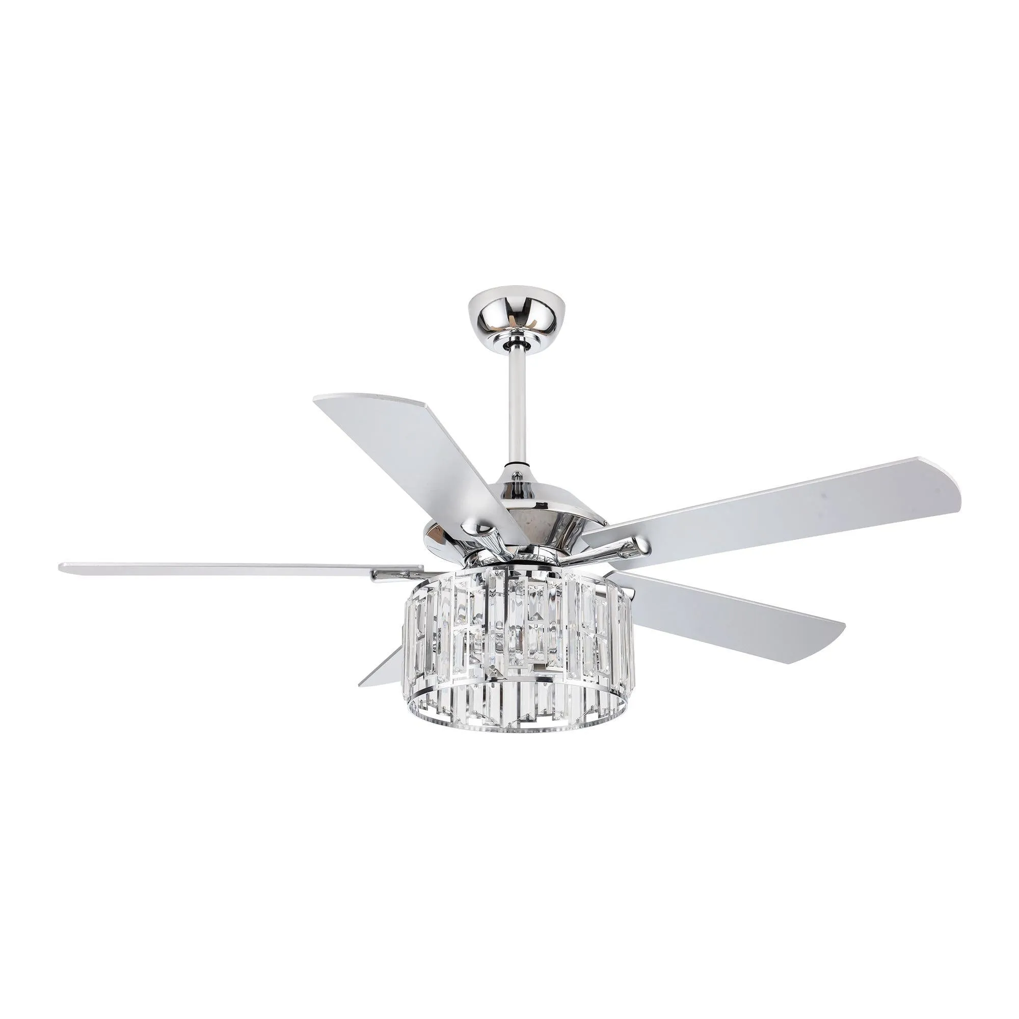 52" Dicken Modern Downrod Mount Reversible Crystal Ceiling Fan with Lighting and Remote Control