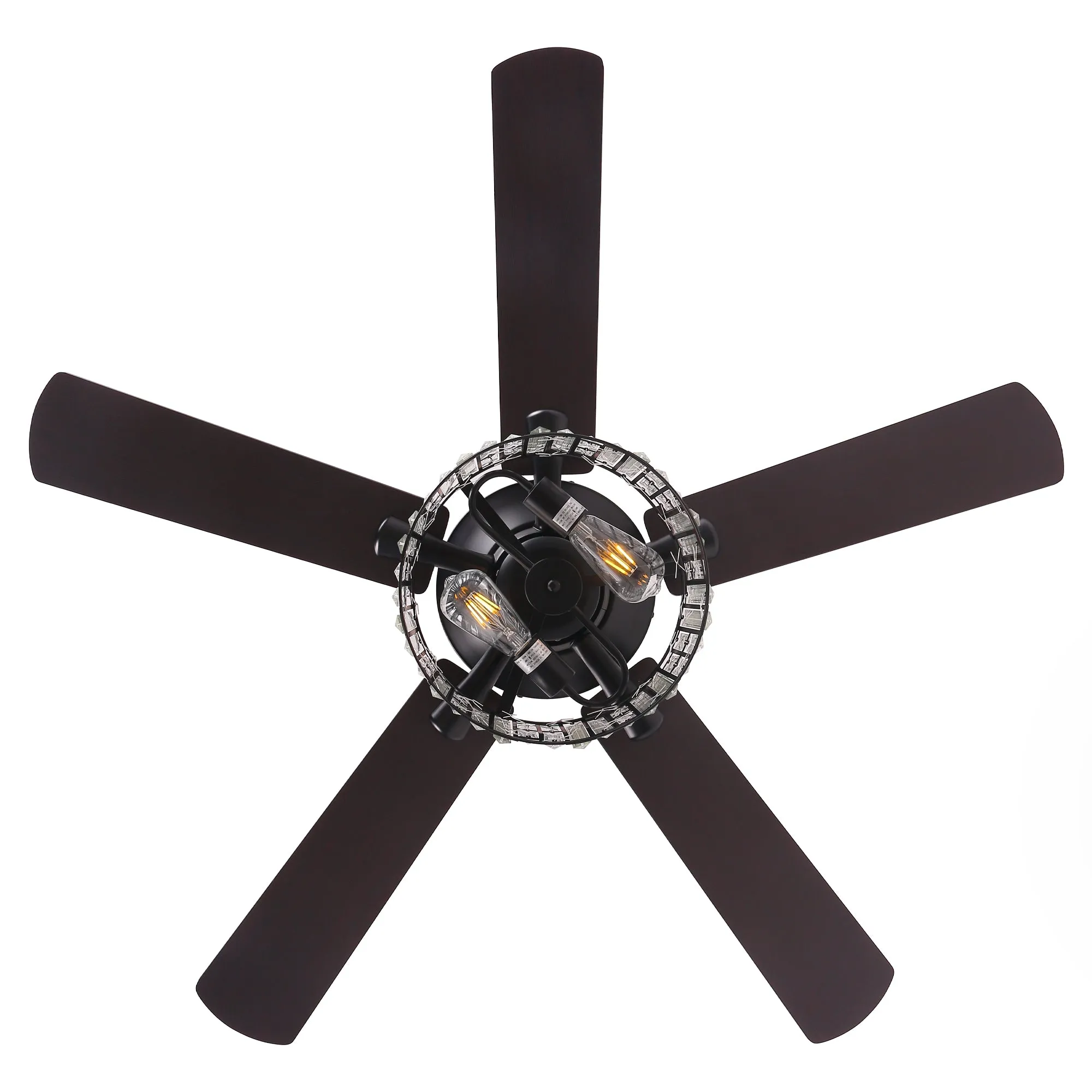 52" Dicken Modern Downrod Mount Reversible Crystal Ceiling Fan with Lighting and Remote Control