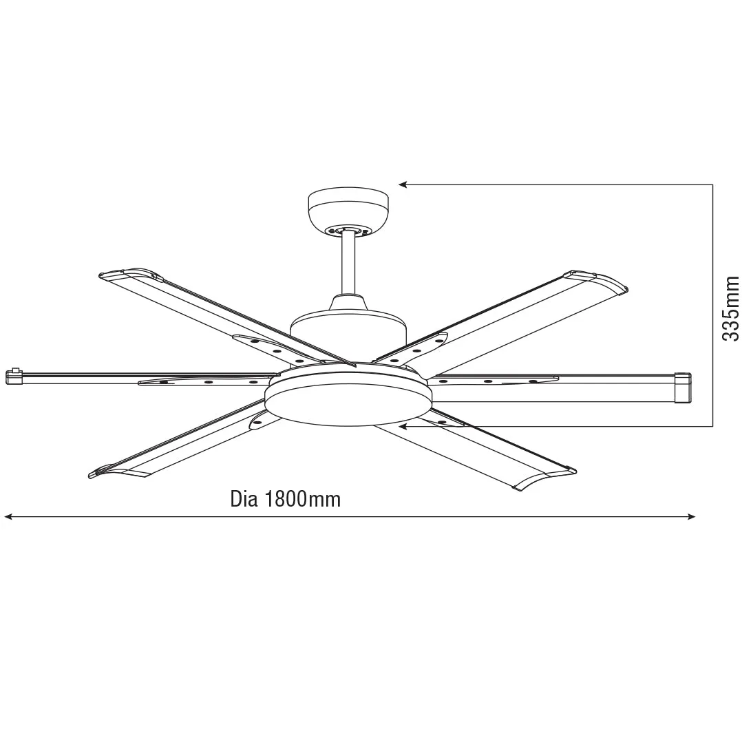 72" Albatross DC Ceiling Fan Matt Black, White, Brushed Nickel MAFMXR   MAF180X Martec Lighting