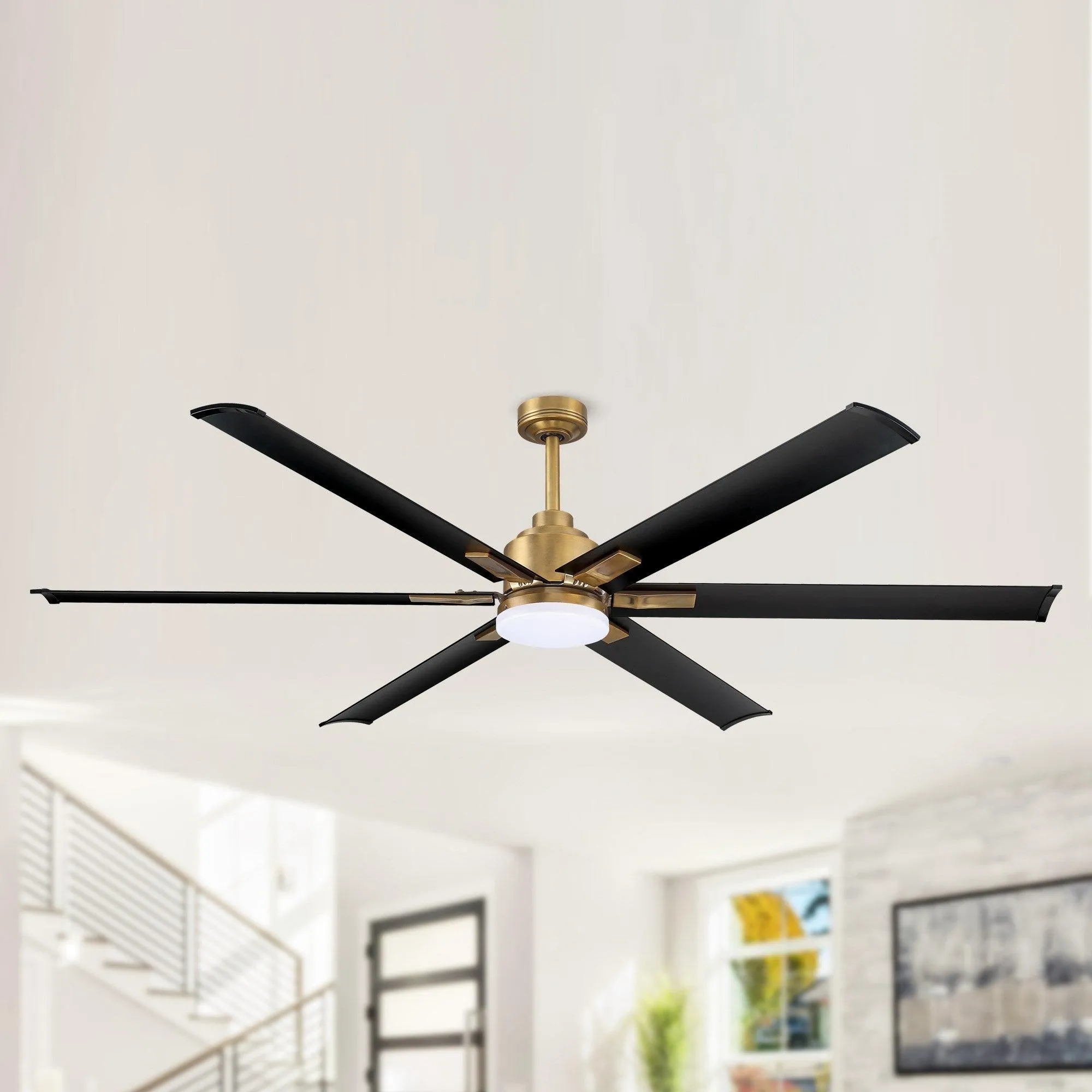 72" Bankston Modern DC Motor Downrod Mount Reversible Ceiling Fan with Lighting and Remote Control