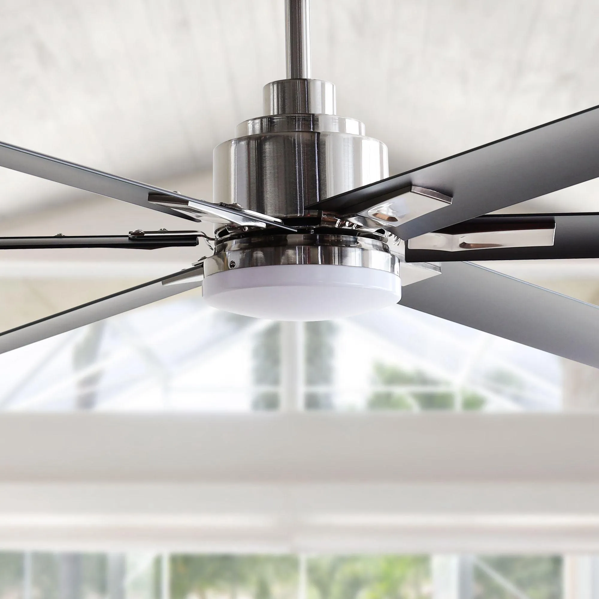 72" Bankston Modern DC Motor Downrod Mount Reversible Ceiling Fan with Lighting and Remote Control