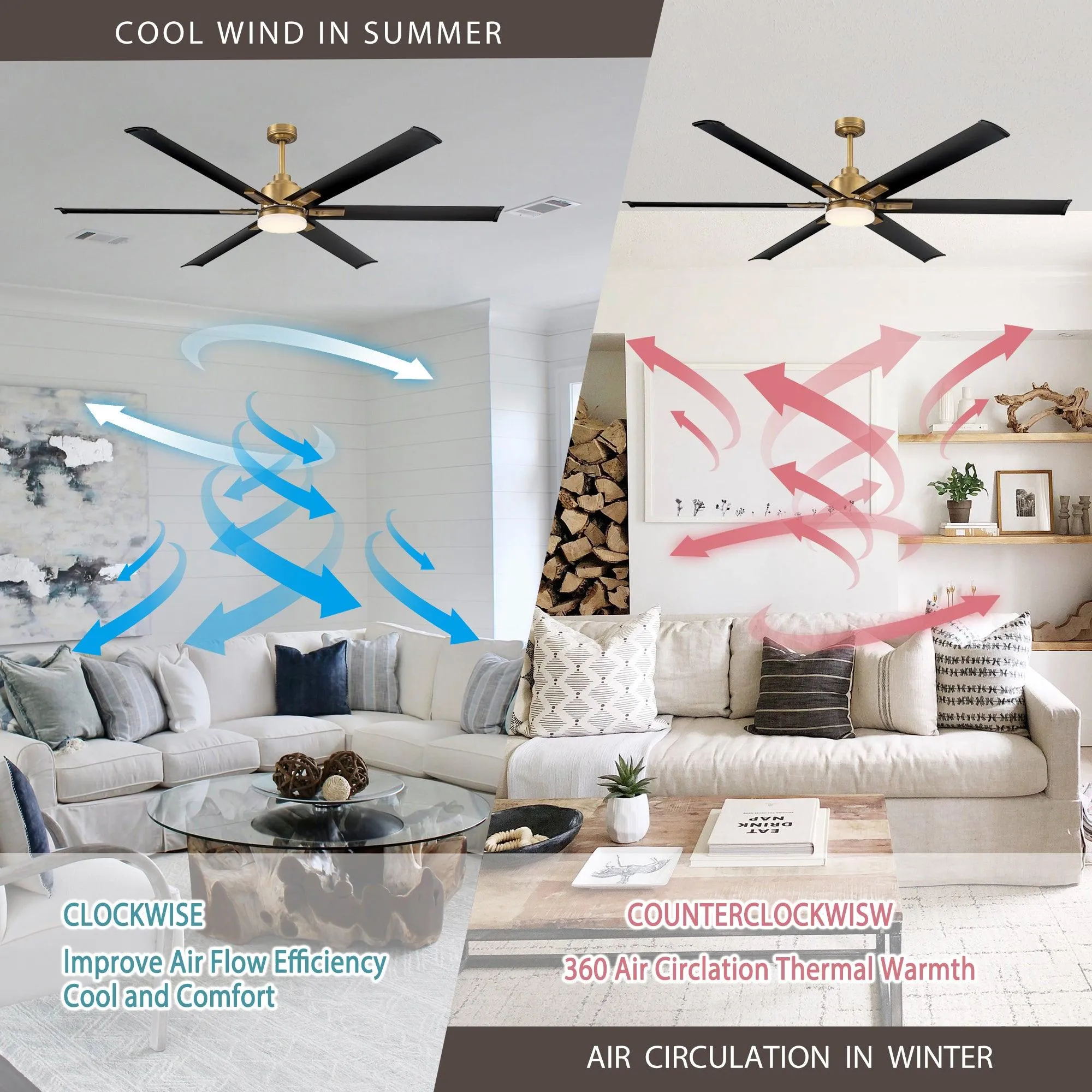 72" Bankston Modern DC Motor Downrod Mount Reversible Ceiling Fan with Lighting and Remote Control