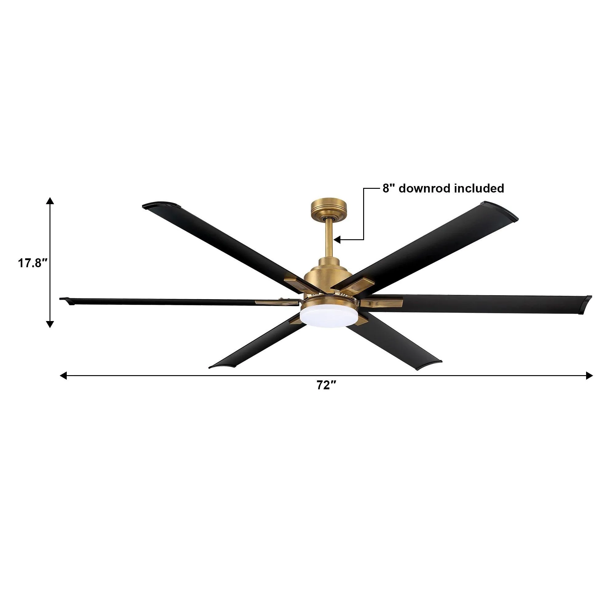 72" Bankston Modern DC Motor Downrod Mount Reversible Ceiling Fan with Lighting and Remote Control