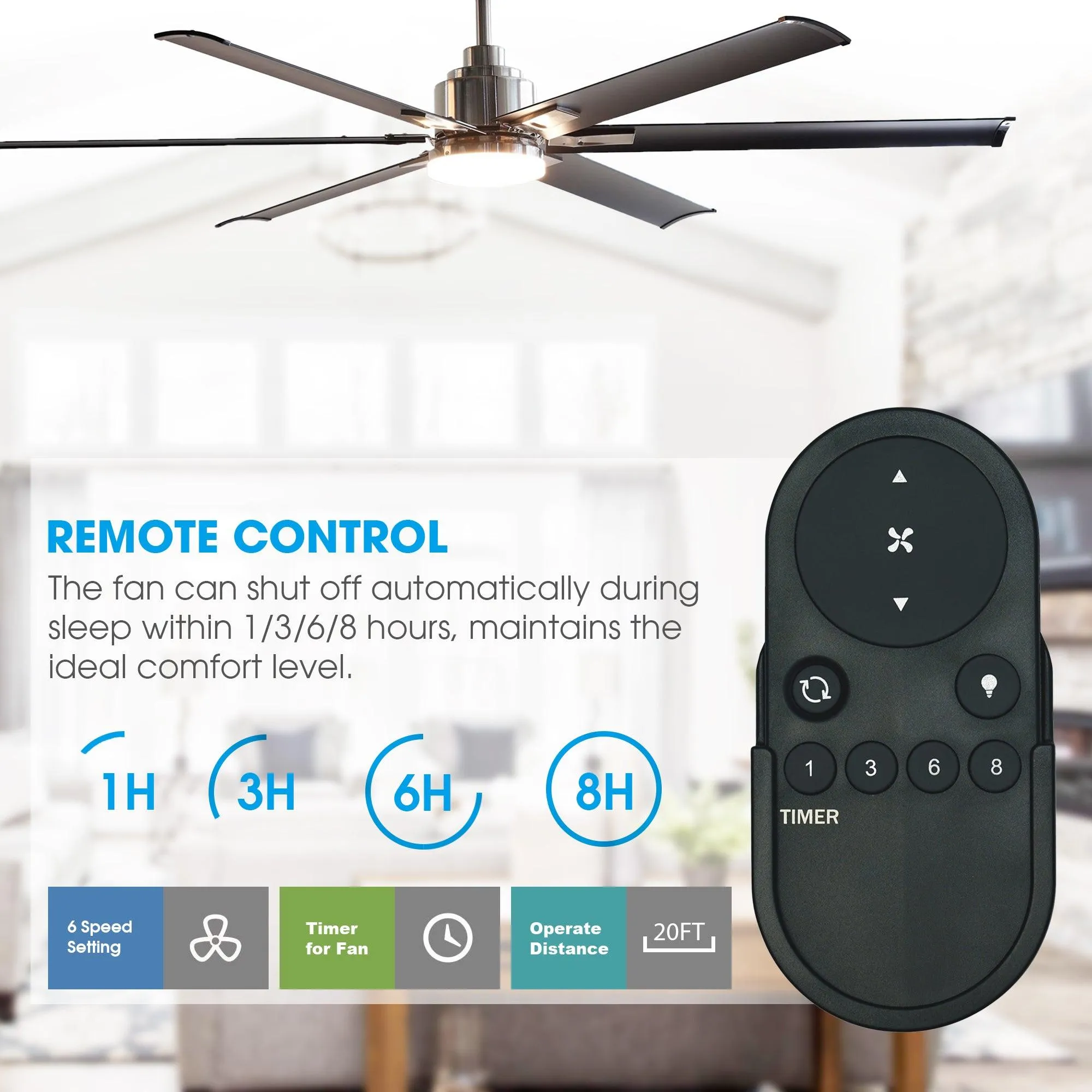 72" Bankston Modern DC Motor Downrod Mount Reversible Ceiling Fan with Lighting and Remote Control