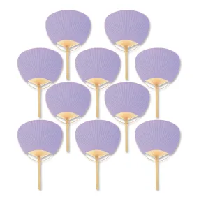 9" Lavender Paddle Paper Hand Fans for Weddings (10 Pack)