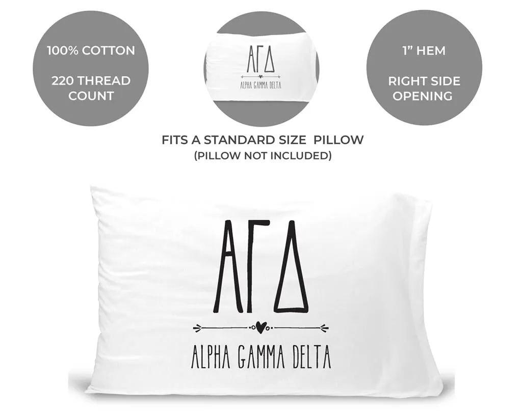 Alpha Gamma Delta Boho Greek Letters and Name Pillowcase