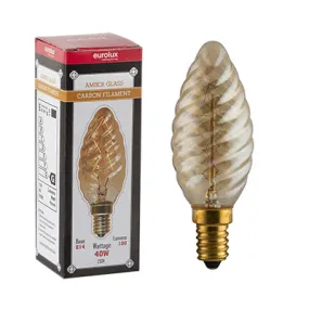 Amber CB Filament ZigZag Spiral Candle E14 40w