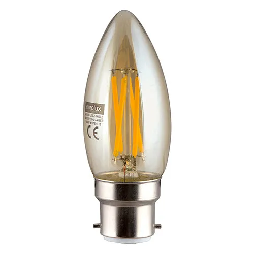 Amber LED Filament Candle B22 4w