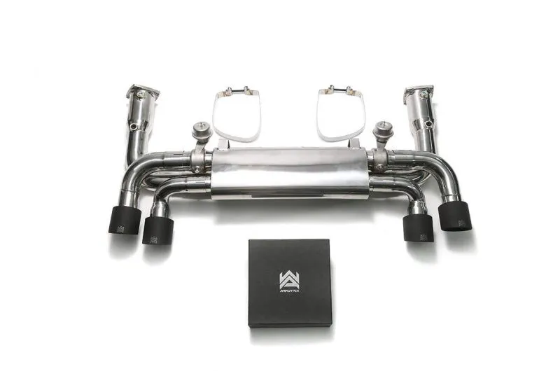 ARMYTRIX Stainless Steel Sport Race Valvetronic Exhaust System Quad Matte Black Tips Porsche 991.2 Carrera 2017-2019