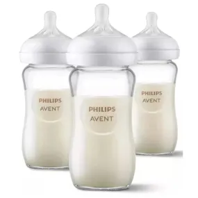 Avent - 3Pk Glass Natural Baby Bottle With Natural Response Nipple, 8Oz