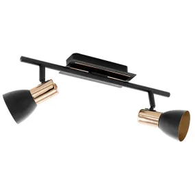 Barnham 2LT S/Light Black/Copper LED 2x3w