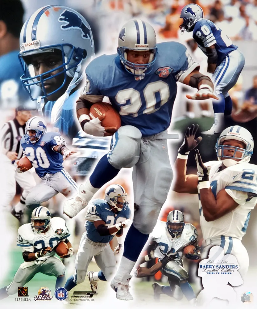 Barry Sanders Career Retrospective (Ltd. Ed. /500) Detroit Lions Premium Poster Print - Photofile