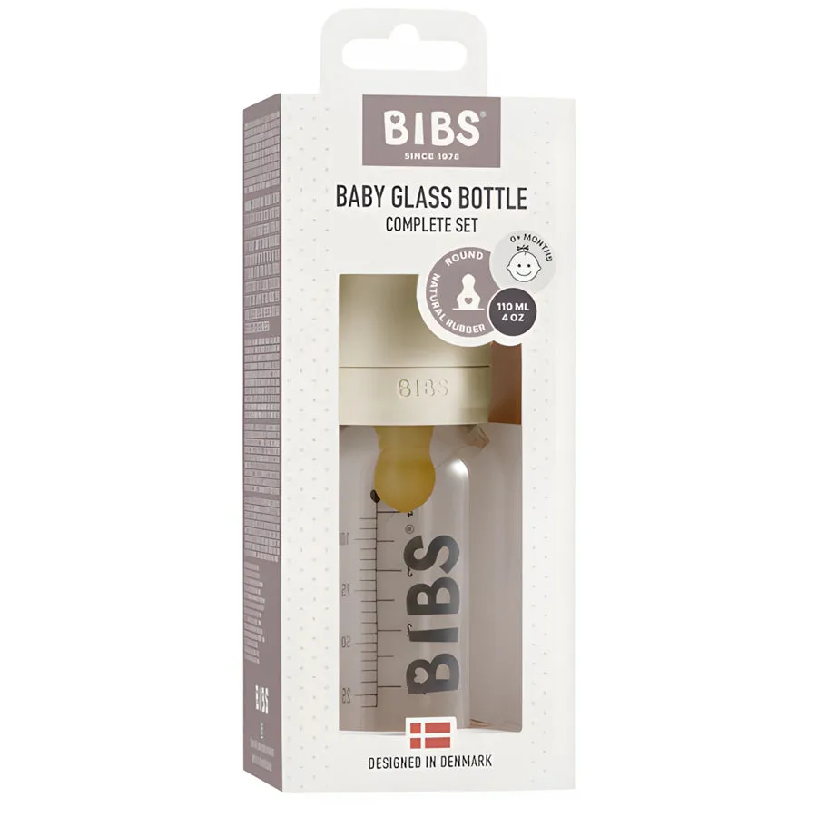 Bibs Baby Glass Bottle 110ml (Ivory)