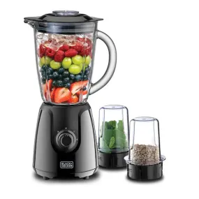 Black   Decker 400W Glass Blender With 2 Grinder Mills Black