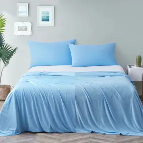 Blue Stripe Cooling Blanket ＆ Blue Pillowcase Bundle