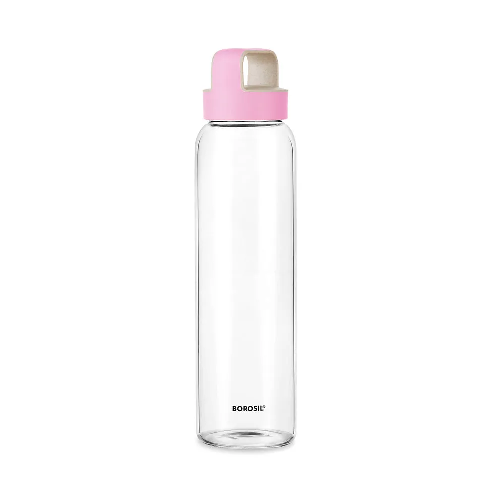 Borosil Crysto Glass Bottle w Pink Lid