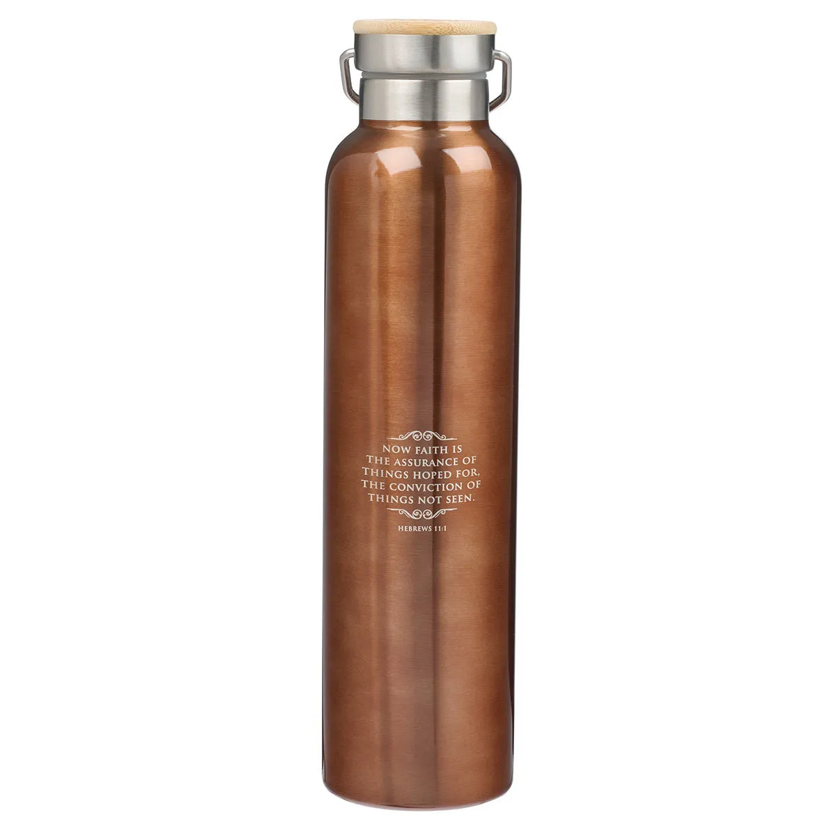 Brushed Copper Stainless Steel Water Bottle - Faith