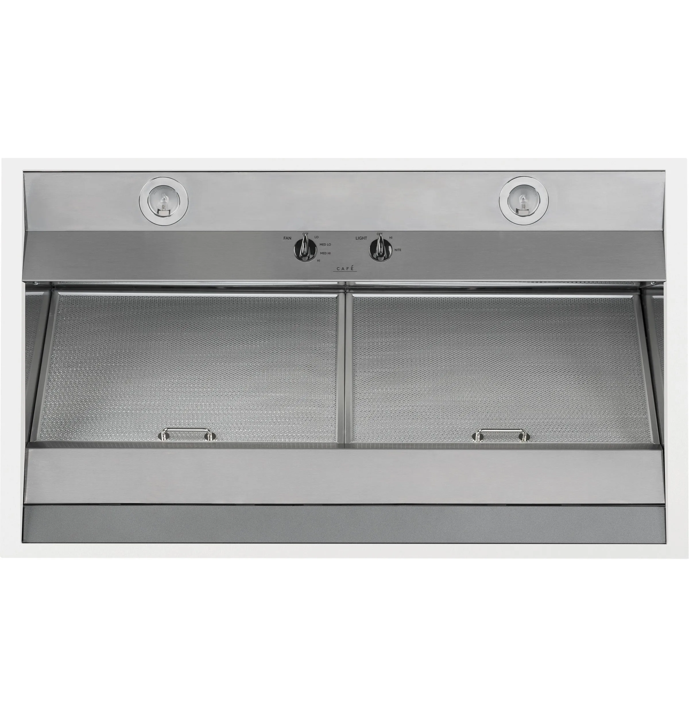 Cafe - 30 Inch 590 CFM Wall Mount and Chimney Range Vent in White - CVW93014MWM