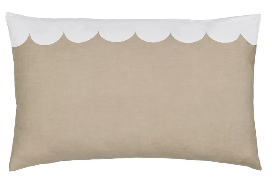 Castle Natural Linen Scallop Pillowcase