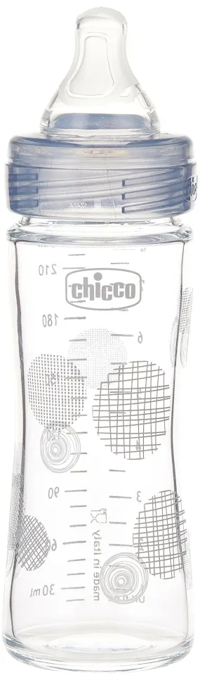 Chicco Baby Well Being Glass bottle Unisex - 240ML - Slow Flow - Silicone