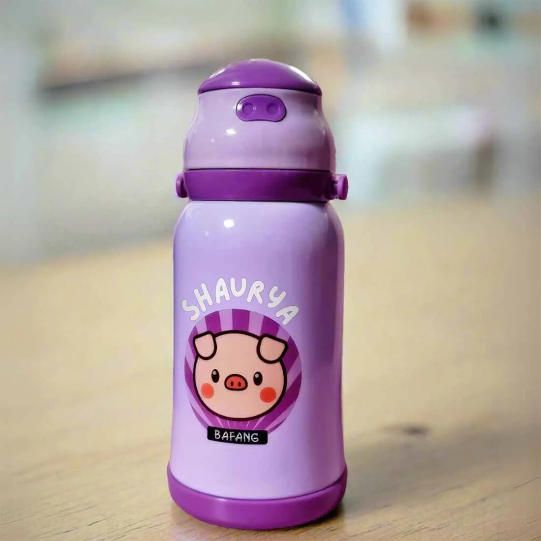 Childrens Personalized Water Bottle with Printed Name-Sipper Bottle for Kids