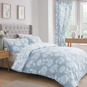 Chrysanthemum Duvet Cover Set by Dreams & Drapes Design in Blue