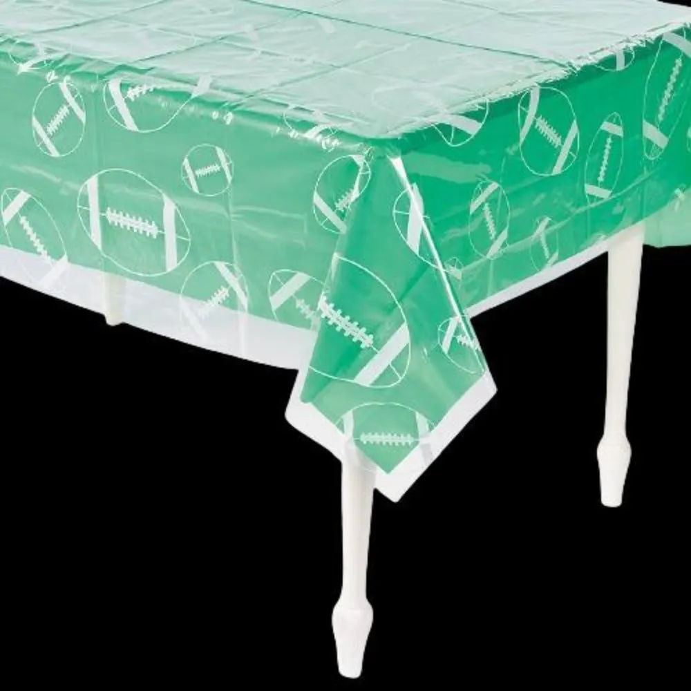 Clear Football Print Plastic Tablecloth