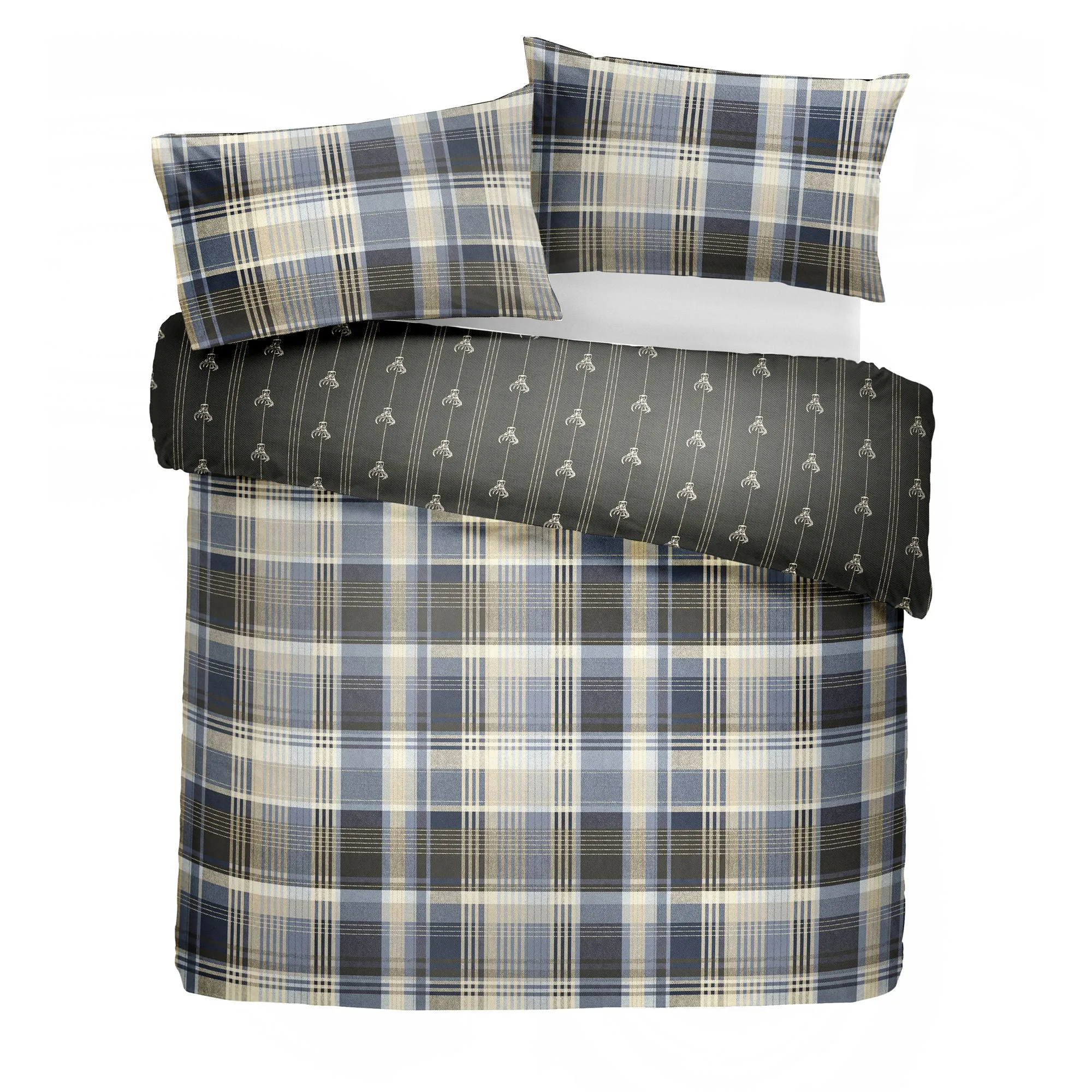 Connolly Check Duvet Cover Set by Dreams & Drapes Lodge in Charcoal