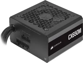 Corsair CX650M, 650 Watt 80 PLUS Bronze Semi-Modular Low-Noise ATX Power Supply (Single EPS12V Connection, 105°C Capacitors, Compact Size) - Black