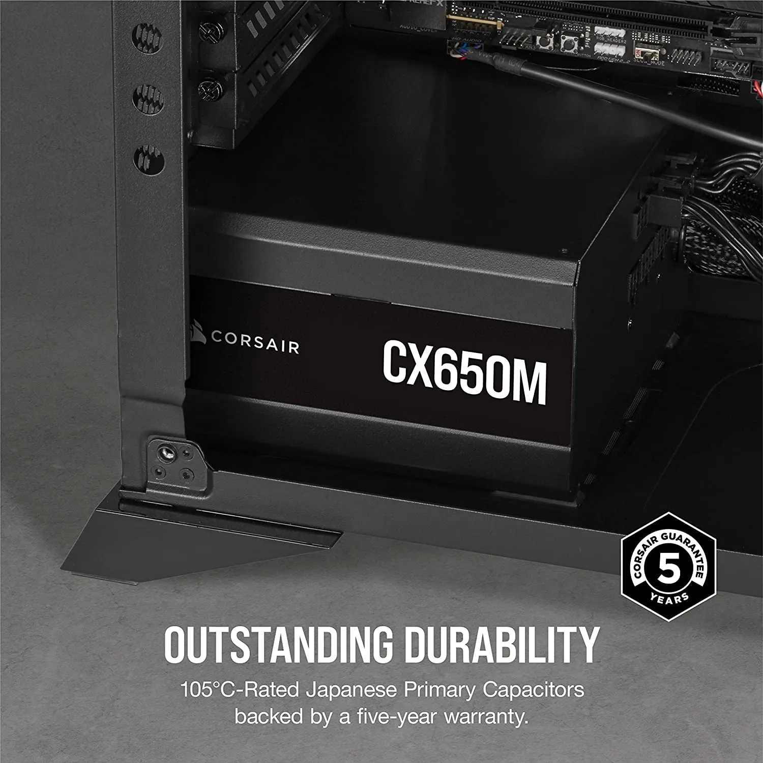 Corsair CX650M, 650 Watt 80 PLUS Bronze Semi-Modular Low-Noise ATX Power Supply (Single EPS12V Connection, 105°C Capacitors, Compact Size) - Black