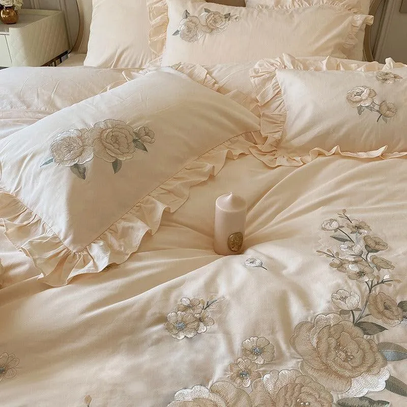 Cream Embroidery Duvet Set