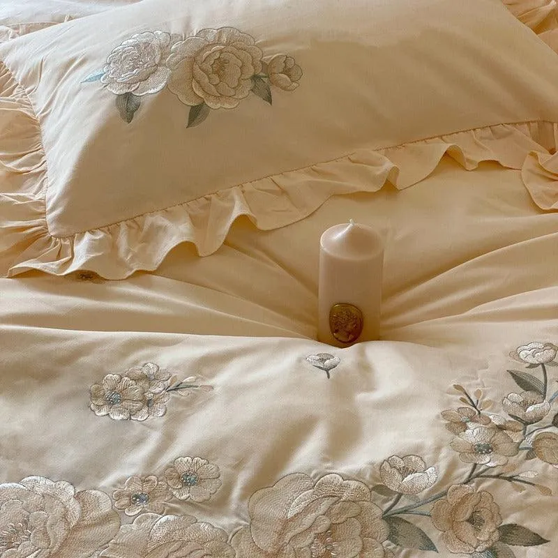 Cream Embroidery Duvet Set