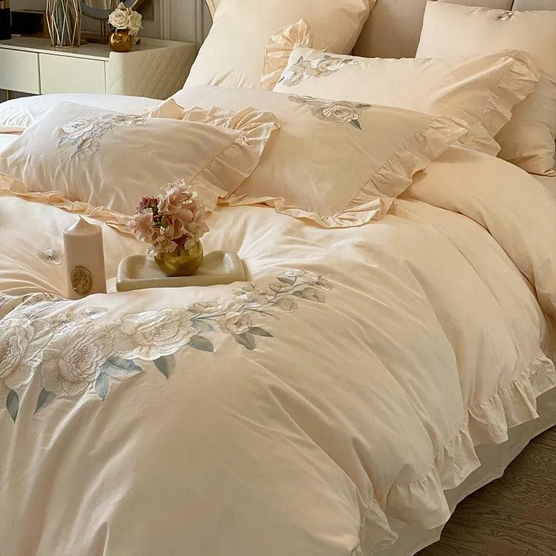 Cream Embroidery Duvet Set