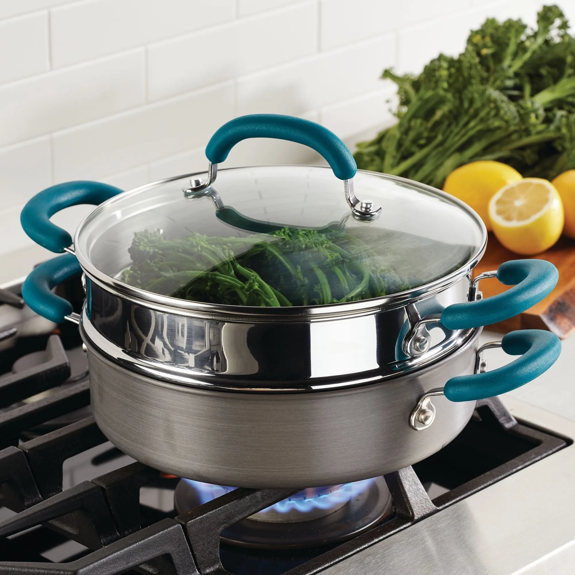 Create Delicious 3-Quart Hard Anodized Nonstick Induction Steamer Set