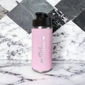 Customized Water Bottles With Names Stainless Steel PU Leather Pink Sipper Bottles For Girls