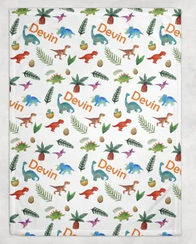 Dinosaur Print Personalized Minky Blanket (Plush Minky)