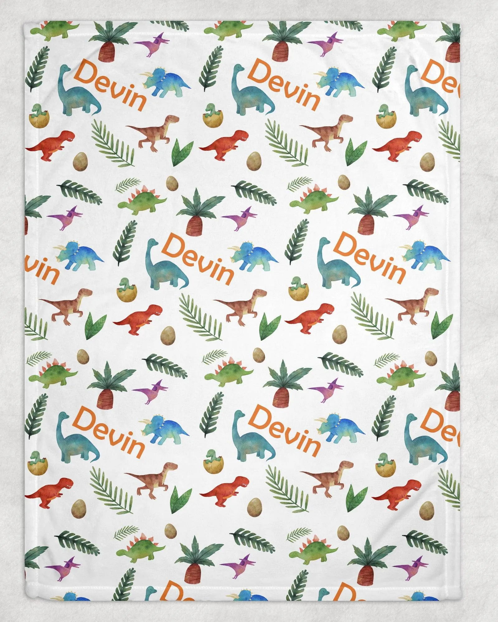 Dinosaur Print Personalized Minky Blanket (Plush Minky)