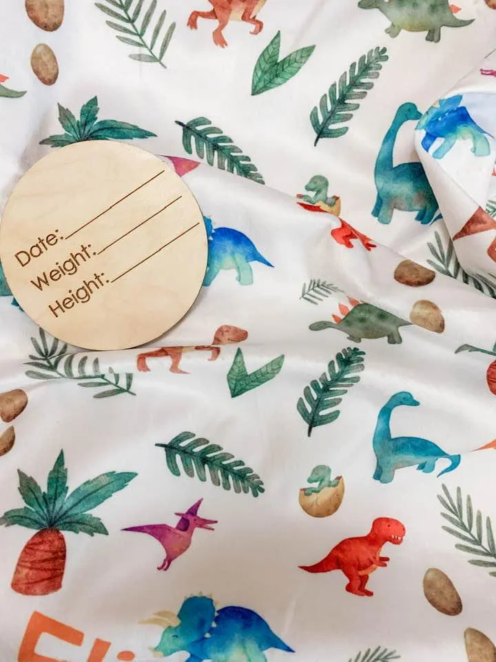 Dinosaur Print Personalized Minky Blanket (Plush Minky)