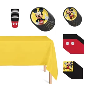 Disney Mickey Mouse Basic Tableware Birthday Party Supplies Kit, 8 Guests